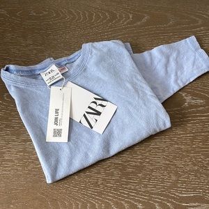 Zara blue long sleeve plain basic shirt